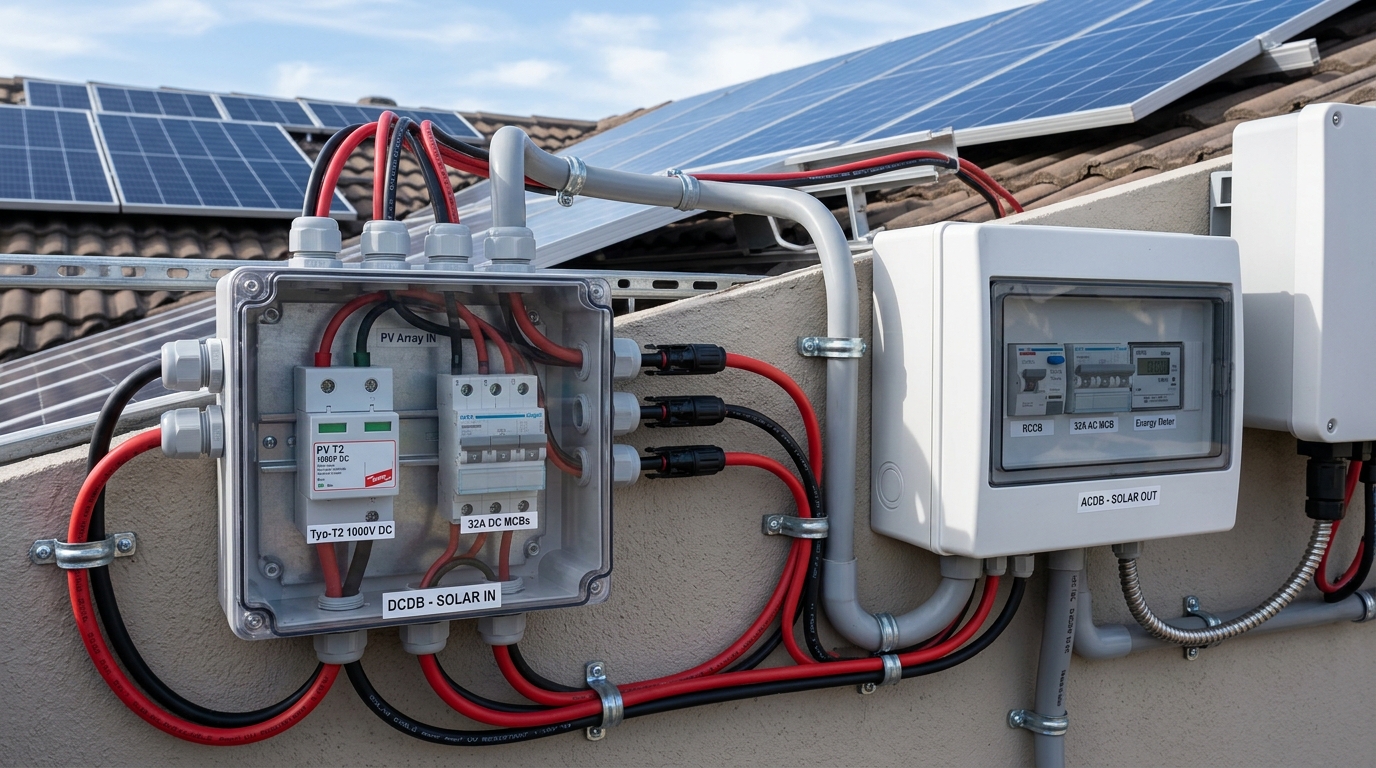 The Complete Rooftop Solar Accessories Guide: Why DCDB, ACDB, Surge Protectors & Cables Protect Your Home